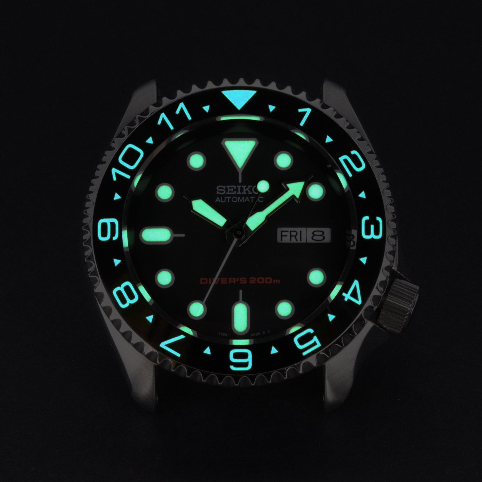 Ceramic Insert - 007 Dual Time Black - Luminous Aquaris - DLW WATCHES